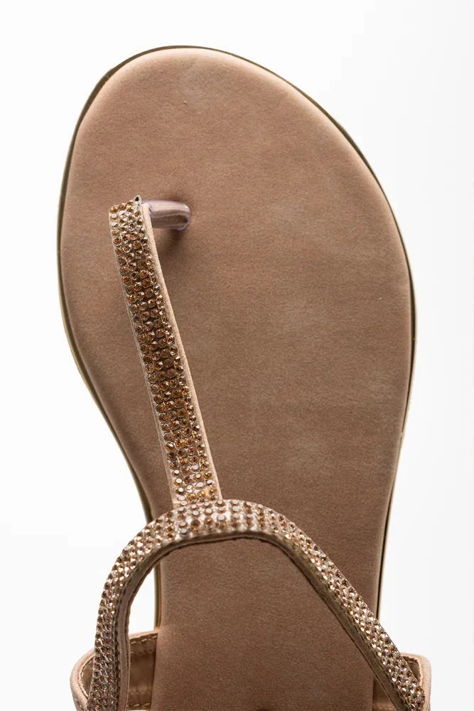 Lightweight EVA Construction Diamante Thong Sandal Natural