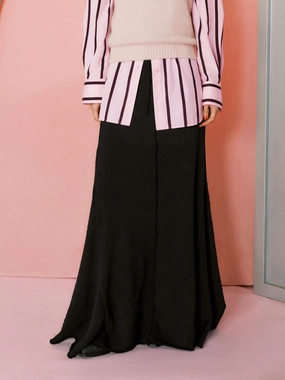 Distressed Detail Maxi Skirt Back Slit Laidback Feel