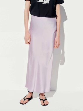 Style Staple ribbed texture Side Zipper Satin Skirt