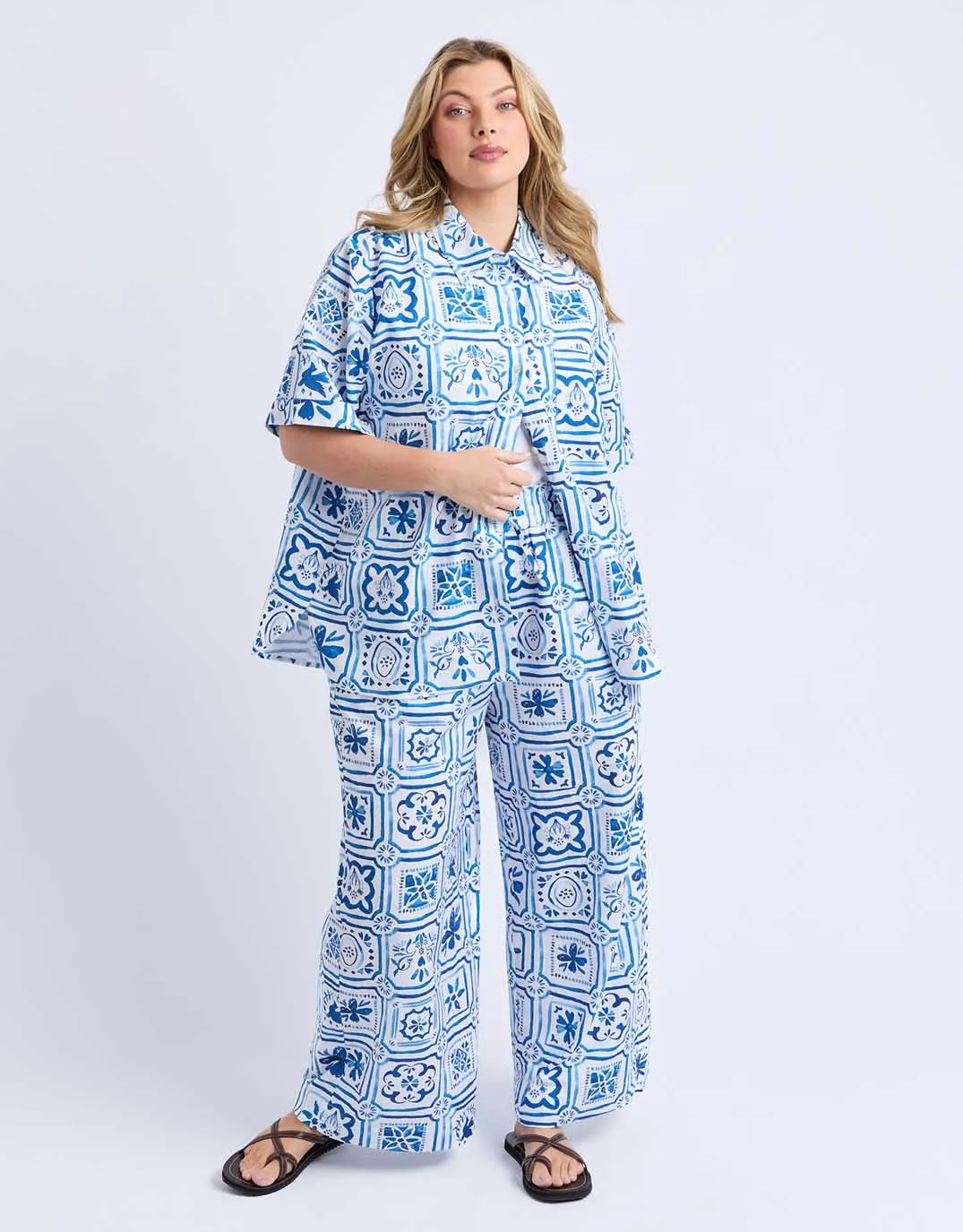 Dolce Tile Shirt - Ocean Tile Print Sustainable fashion