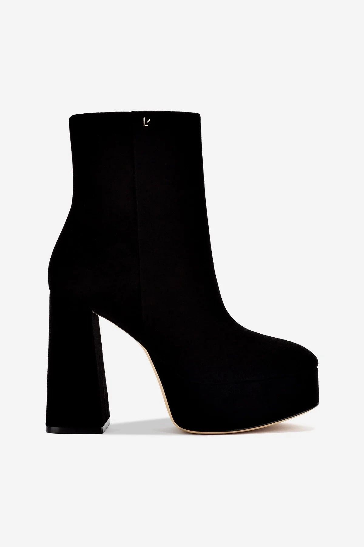 Leather Breathable mesh panel Dolly Boot In Black Suede