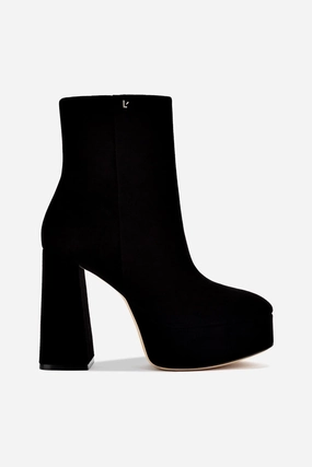 Leather Breathable mesh panel Dolly Boot In Black Suede