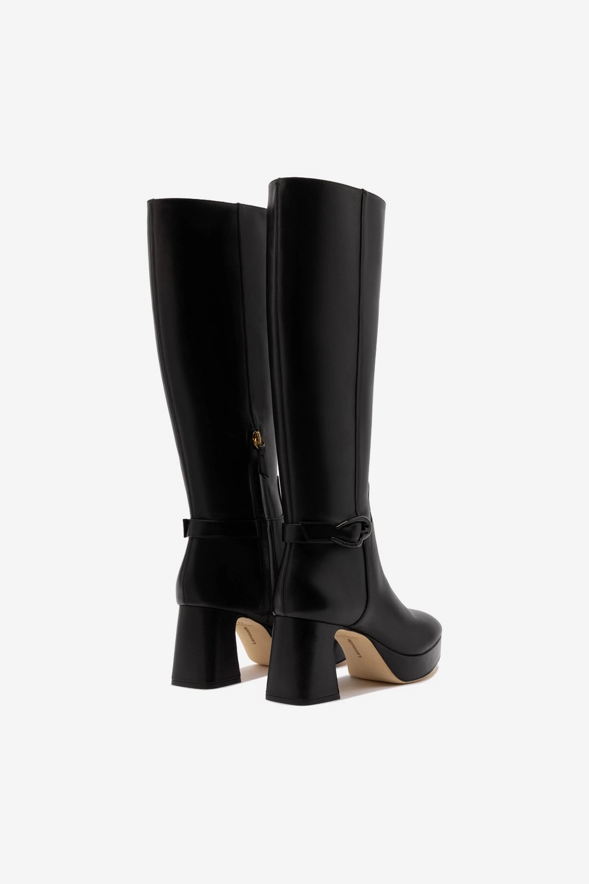 Dolly Verona Hi Boot In Black Leather Noise Reducing Heel Shock Dispersing Plate