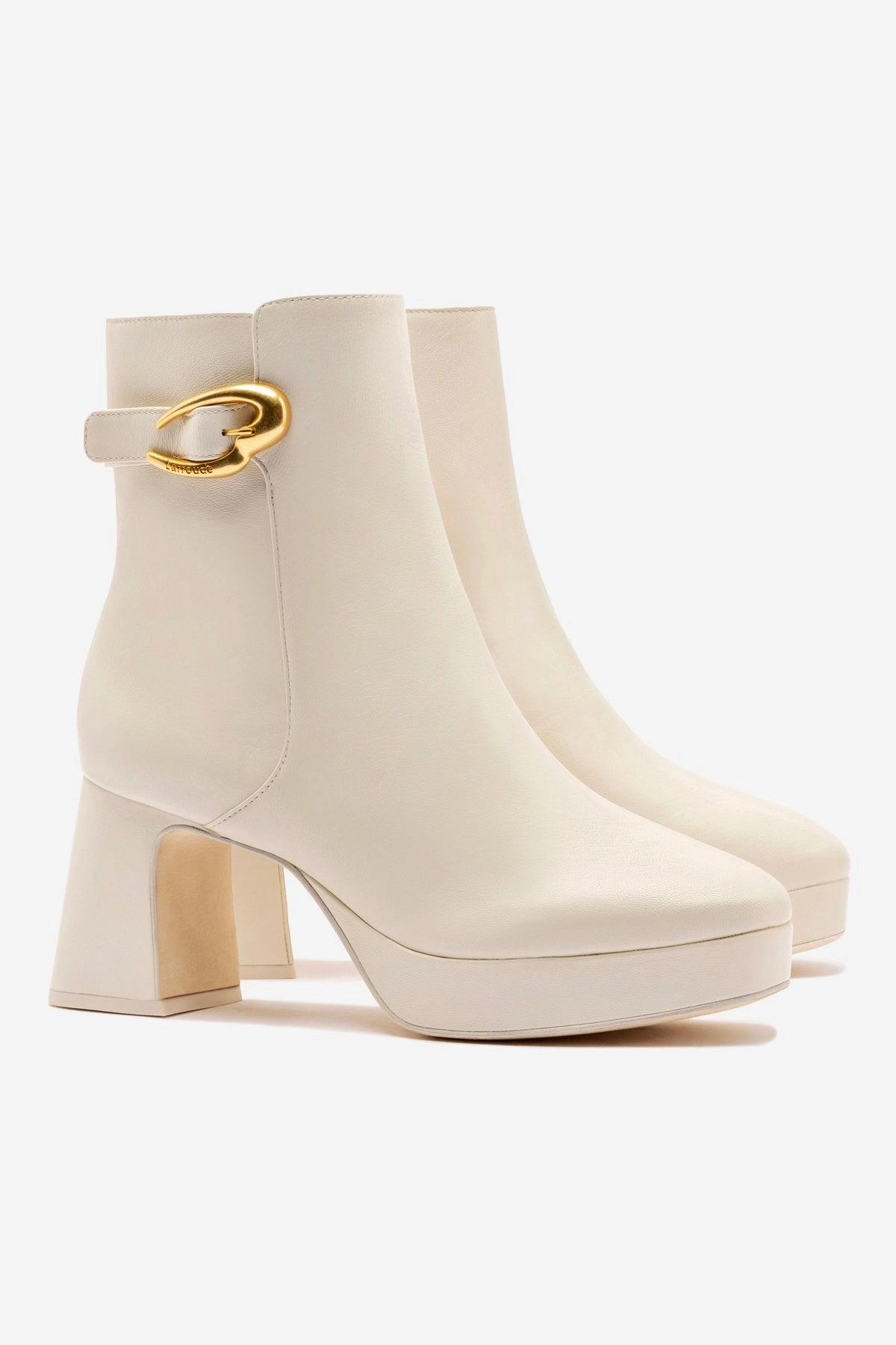 Dolly Verona Low Boot In Ivory Leather Wedge Heel Year Round