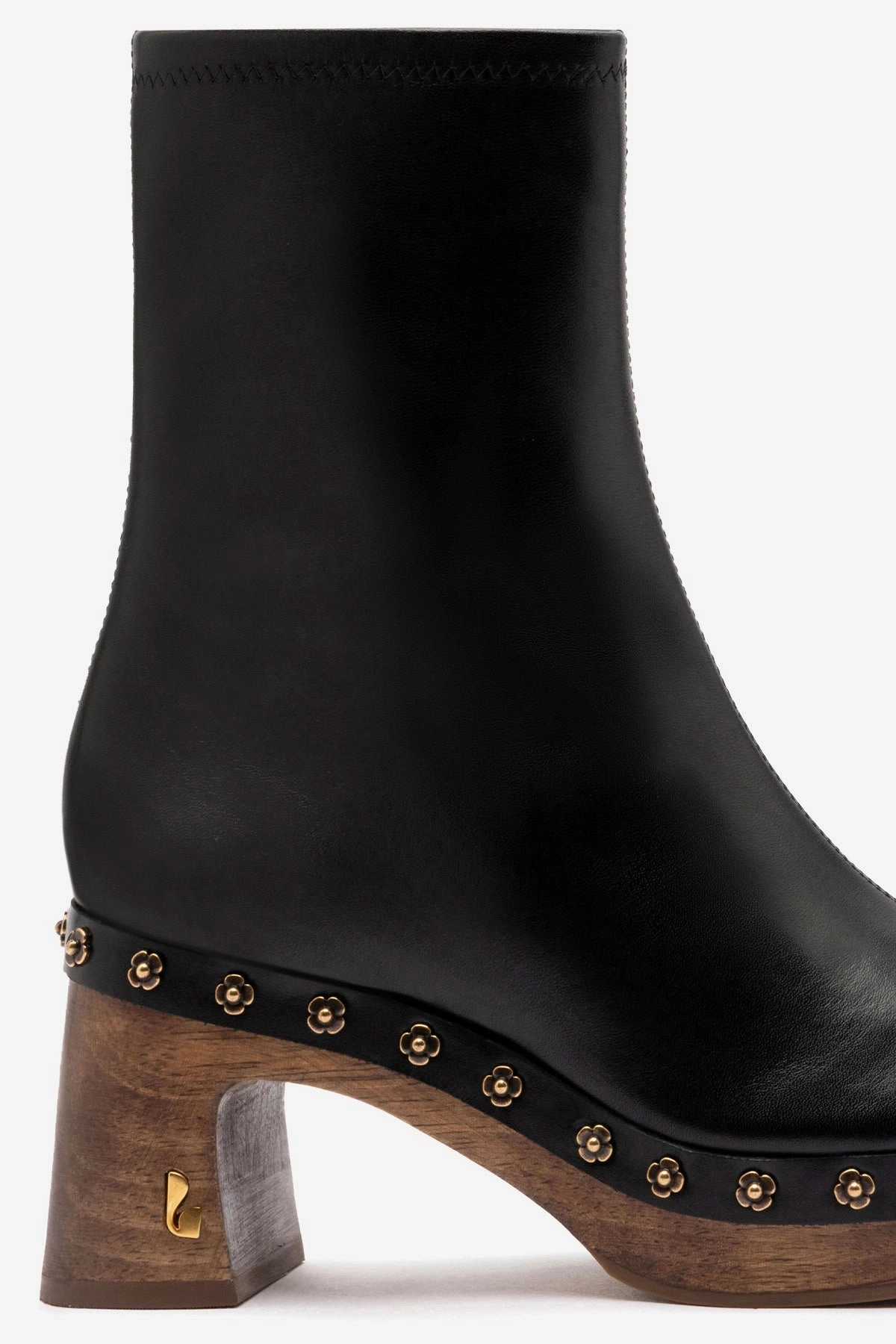Functional Fit Waterproof Windy Weather Dolly Wooden Boot Low In Black Leather