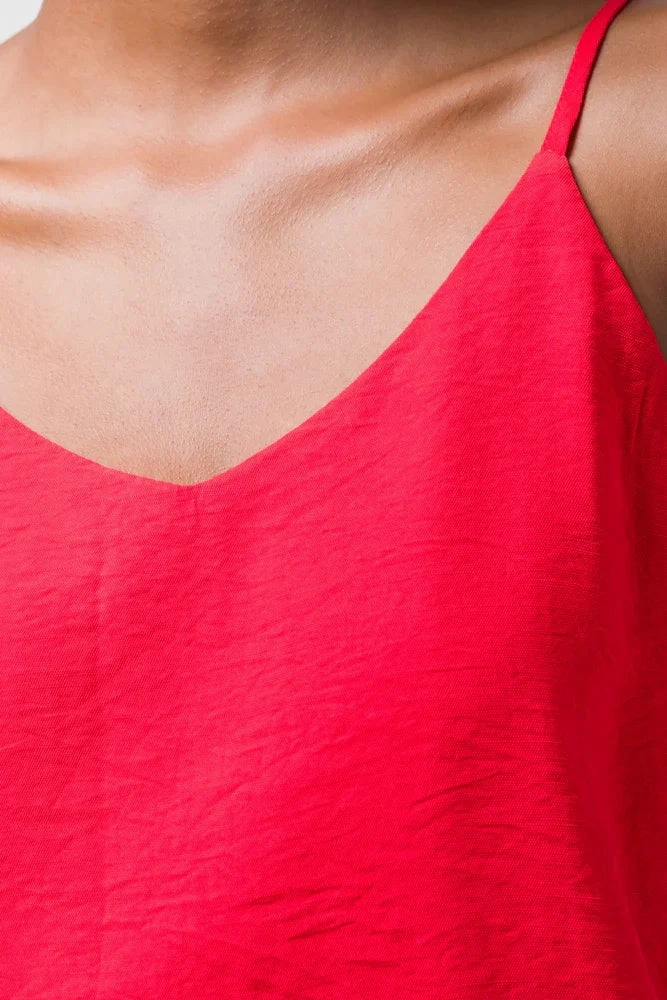 Multi Way Adjustable Fit Resilient Elasticity Double Layer Adjustable Cami Red