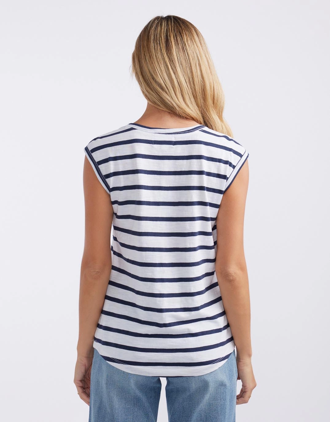 venue Breathable Cali Scoop Tank - White/Navy Stripe