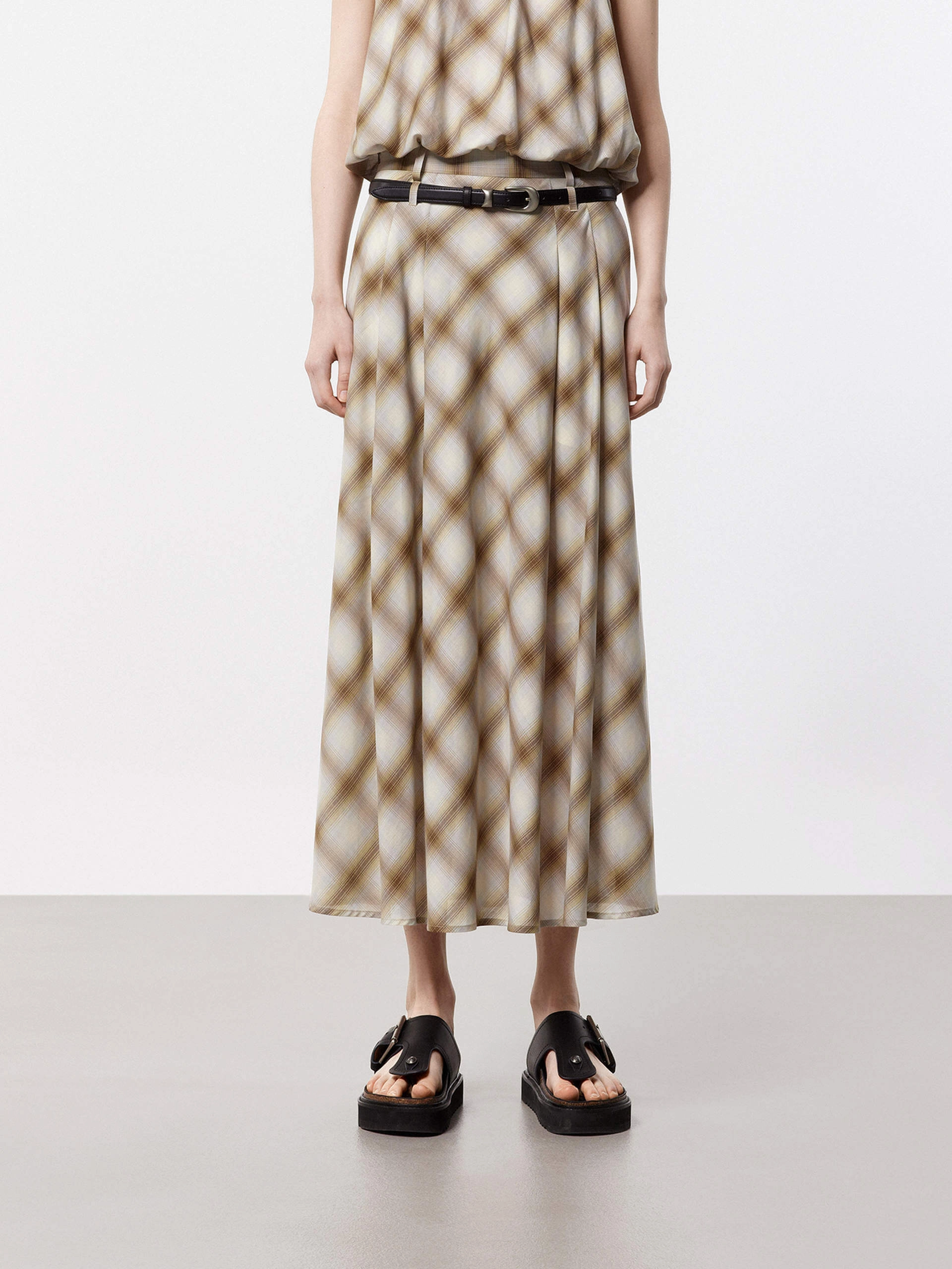 Dance Practice Reinforced Hemline Double Loops Plaid Skirt