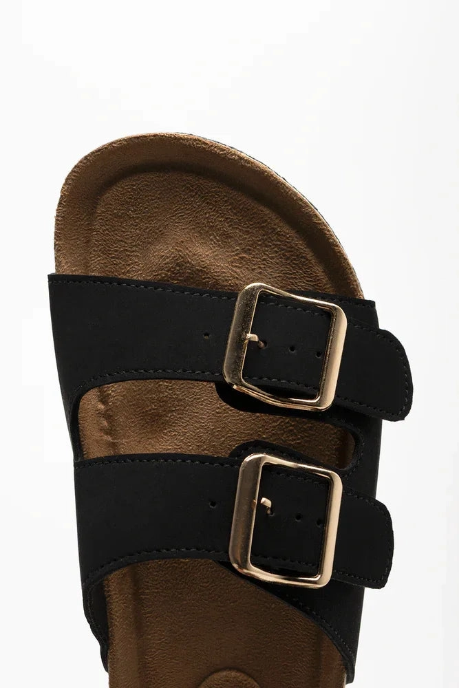 Durable Material Double Strap Sandal Black