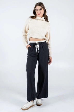 Night Flexible Sharp Dancer Double Waisted Pinstripe Pant