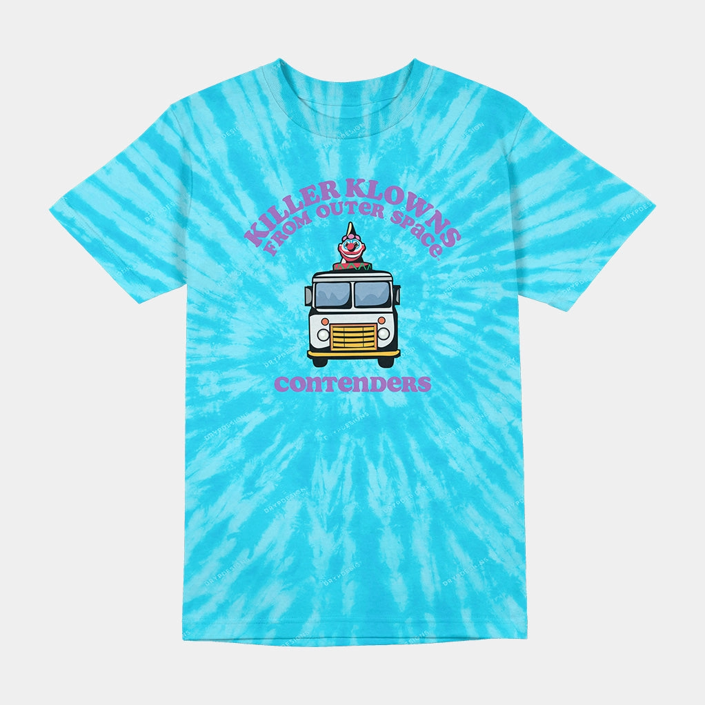 Tactile Soft Texture KILLER KLOWNS ICE CREAM TRUCKIN' TIE DYE SHIRT