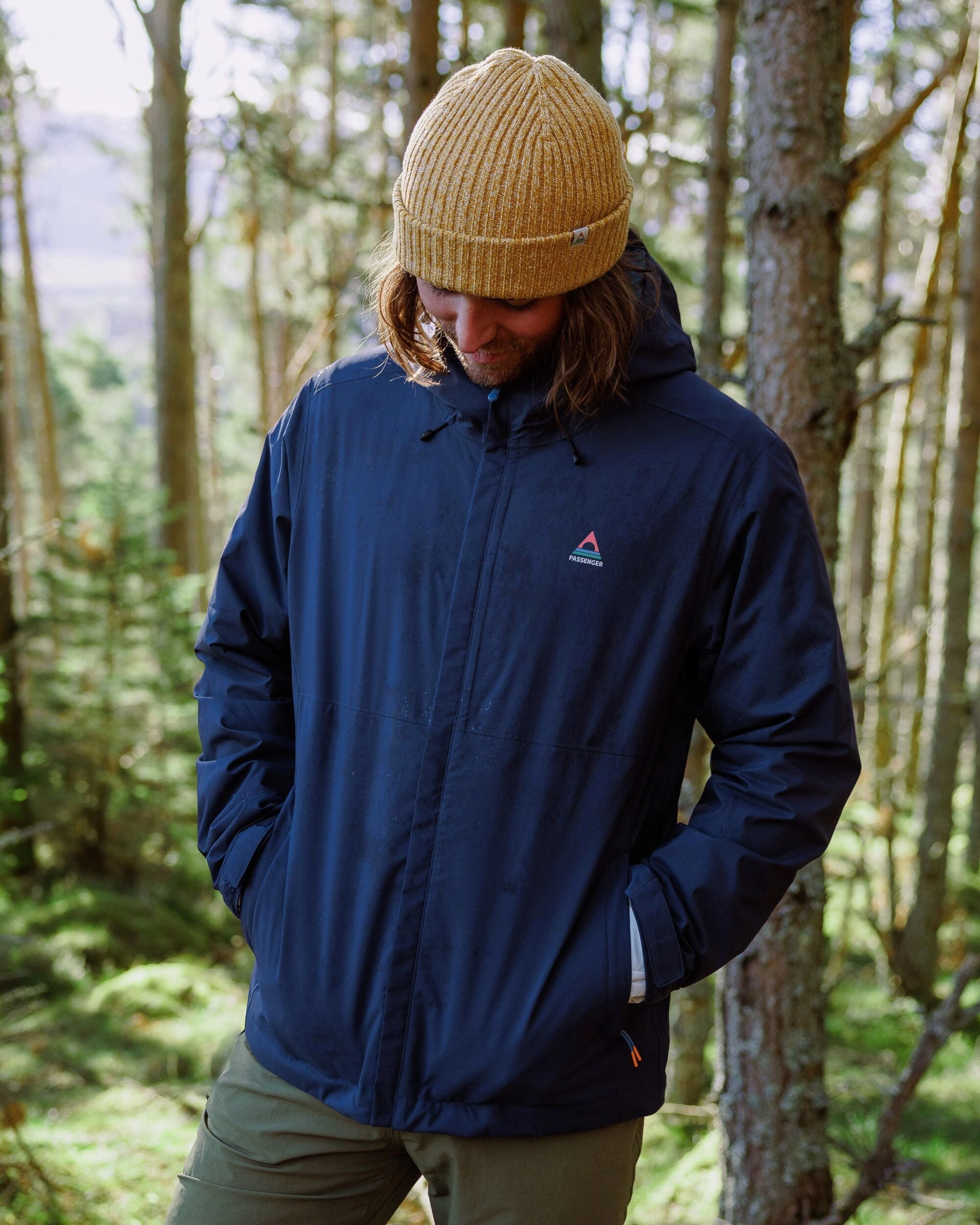 Downpour Recycled Waterproof Jacket - Rich Navy Reinforced Seam Durability