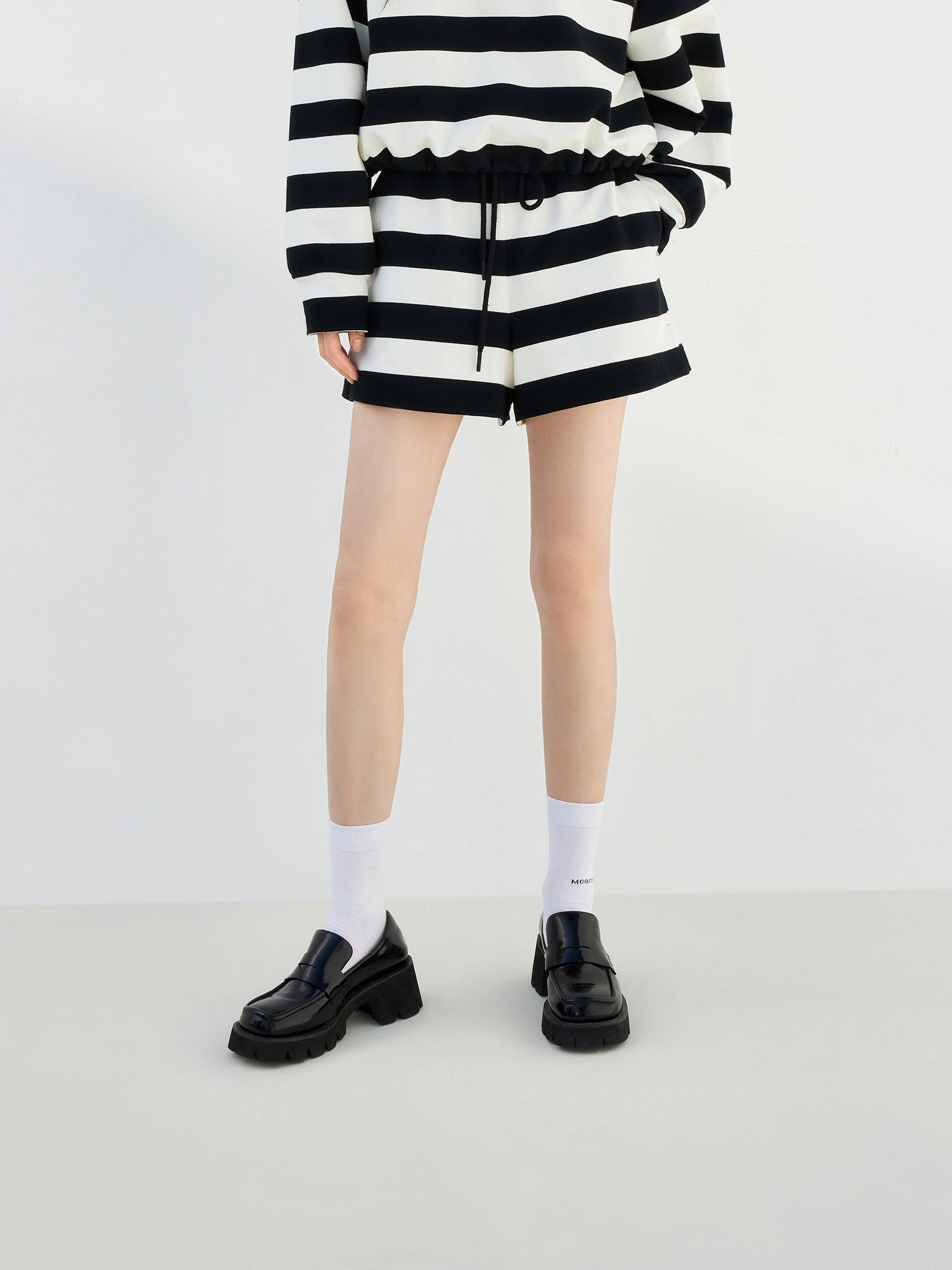 Quick Pocket Access Drawstring Stripe Track Shorts
