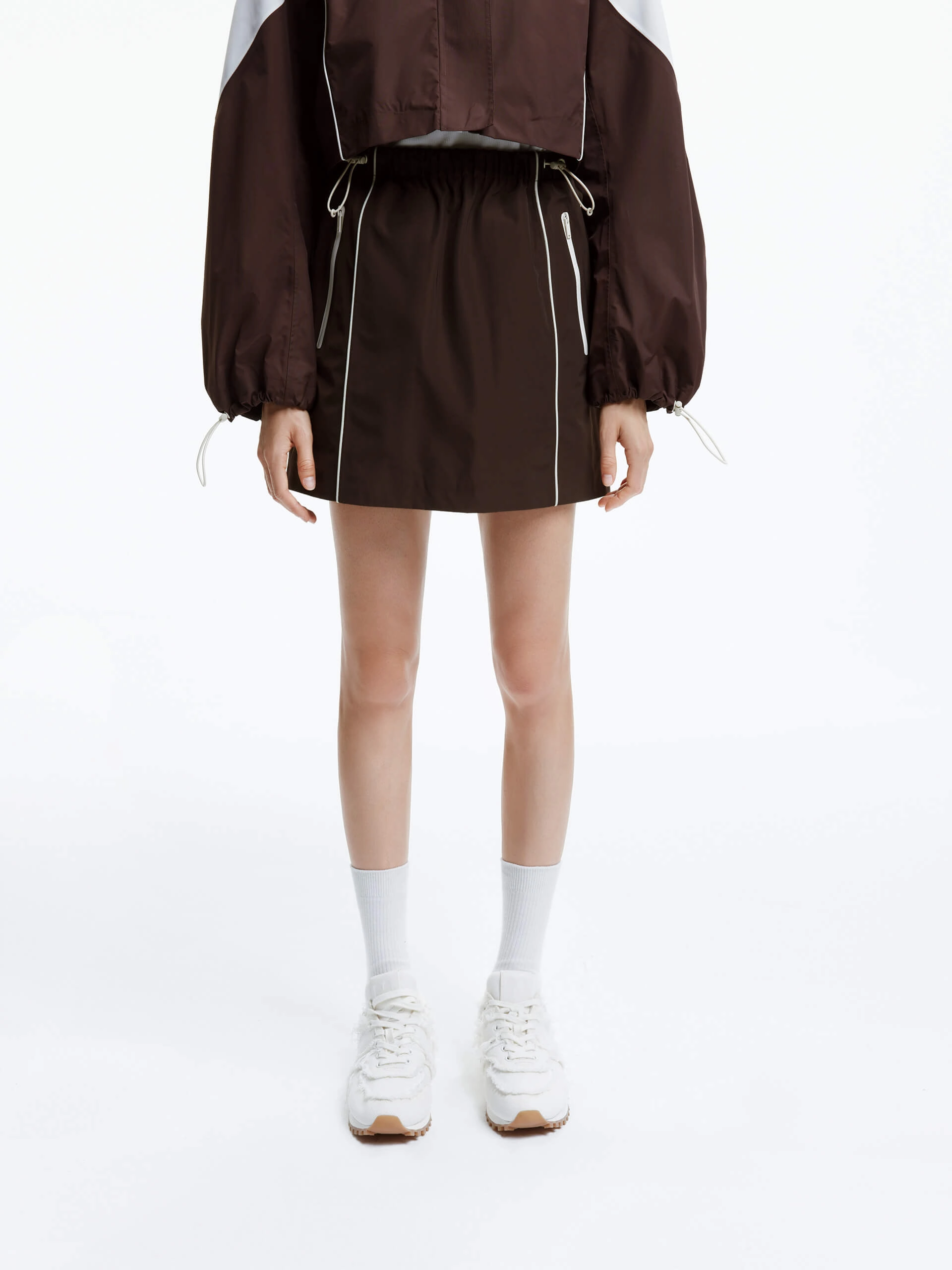 Neutrals Only Streetwear Look Drawstring Waist Mini Skirt