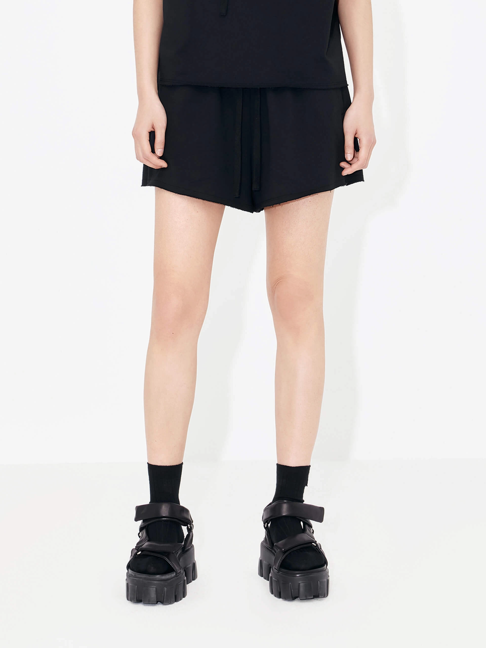 Stretch Layer Handmade Drawstring Waist Shorts