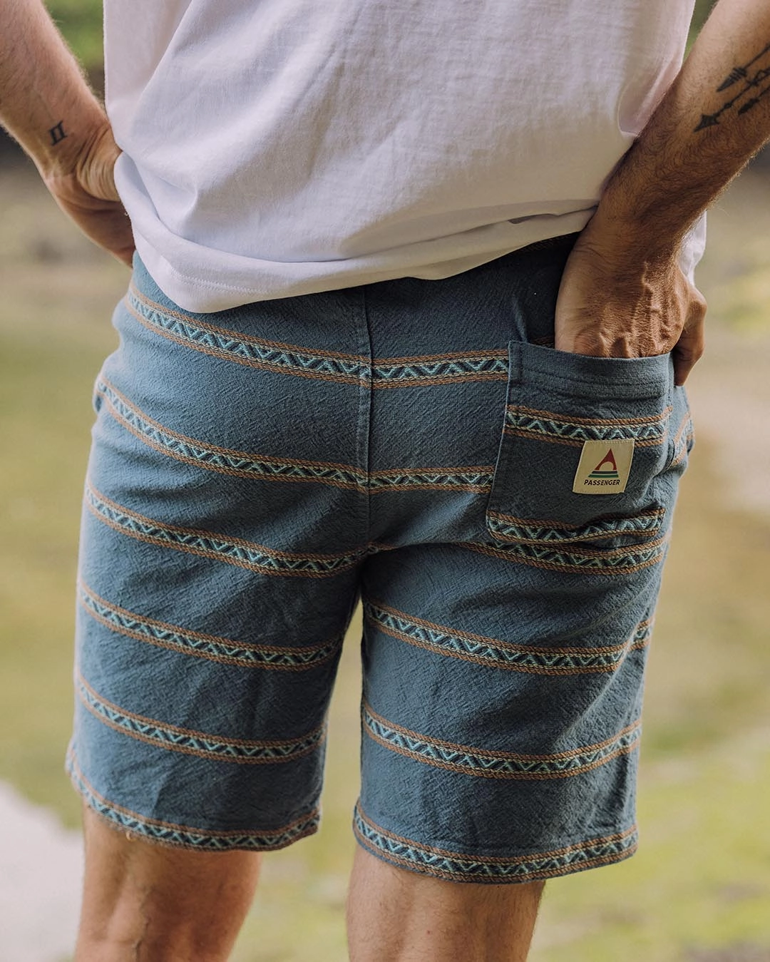 Comfy Vibes Drifter Organic Cotton Jacquard Shorts - Mediterranean Geo Stripe