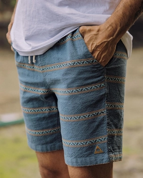 Light Design Drifter Organic Cotton Jacquard Shorts - Mediterranean Geo Stripe