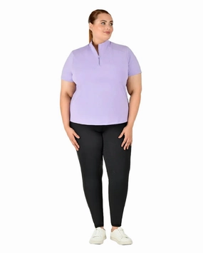 Cozy and Light Layered Collar Dublin Curve Tabby Short Sleeve Riding Top