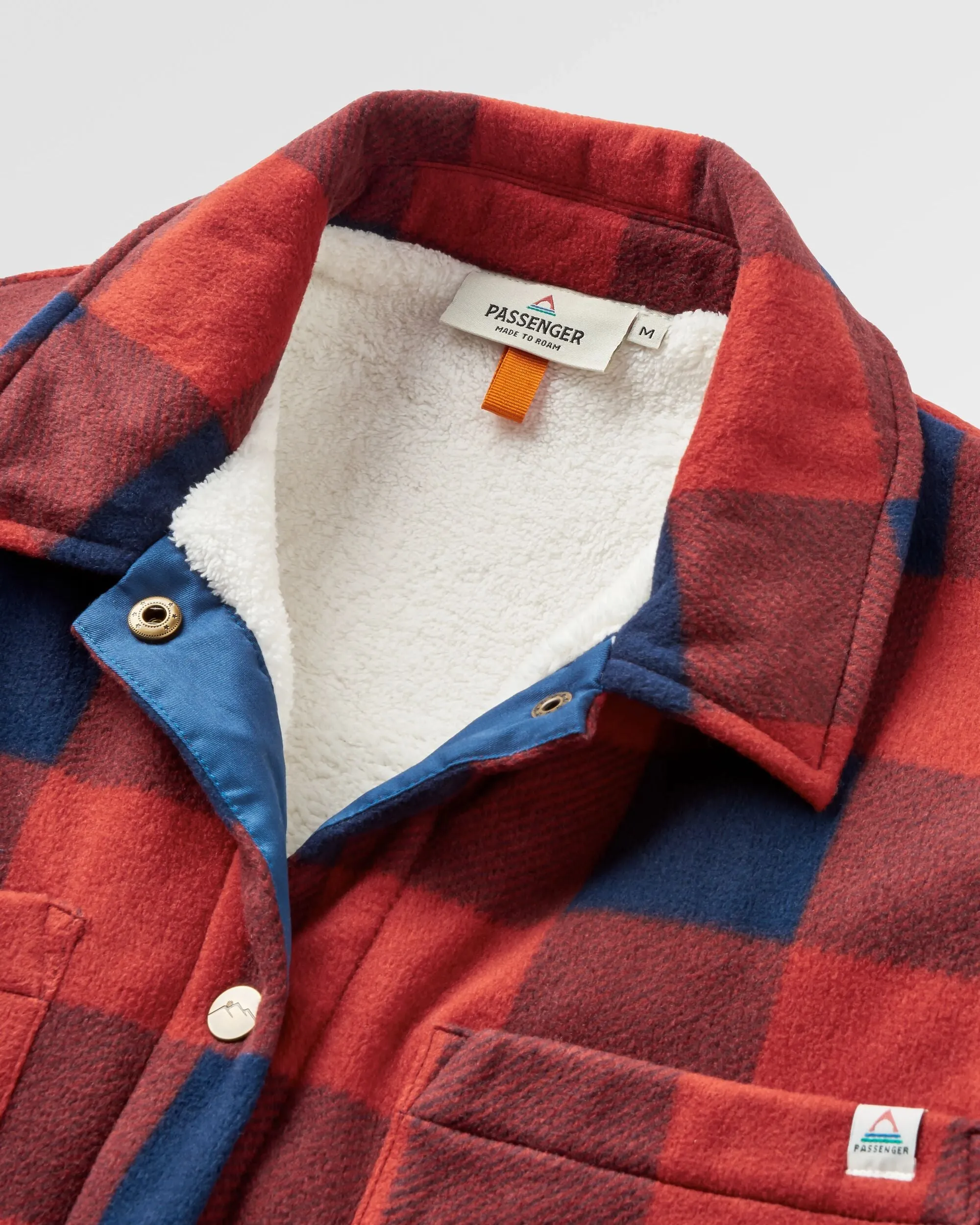 Orion Recycled Sherpa-Lined Polar Fleece Shirt - Red Ochre Buffalo Black Tie Optional