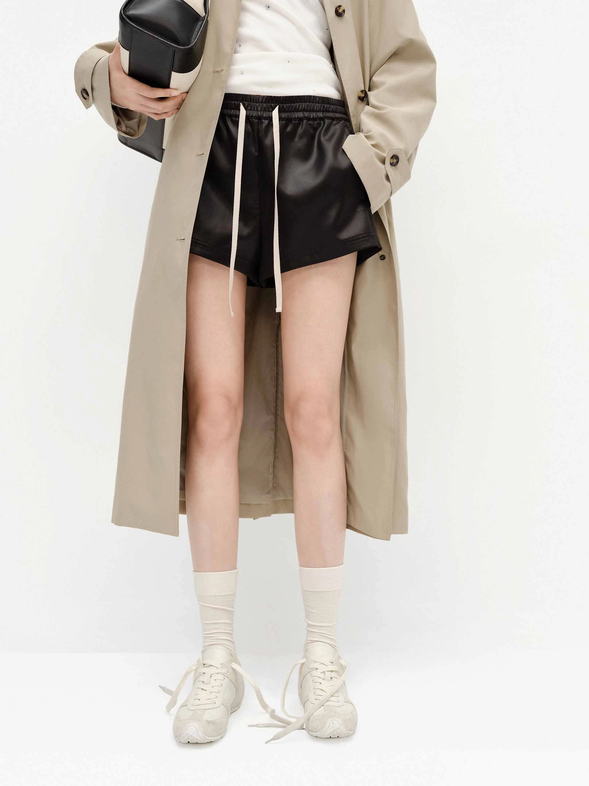Drawstring Waist Mini Shorts Breathable Cut