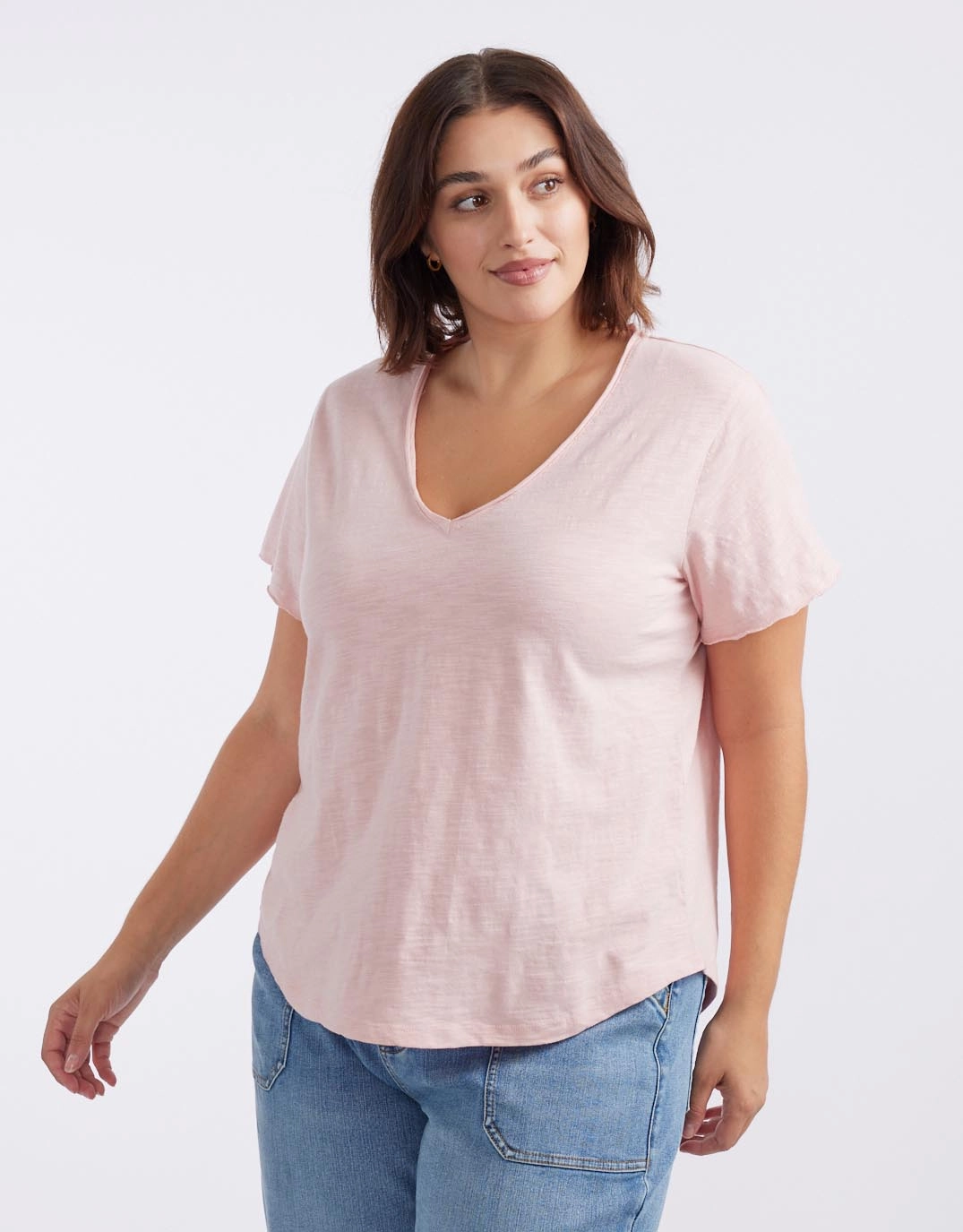 Original V Neck T-Shirt - Dusty Rose Effortless Layer