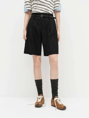 Multi Directional Flex Zones Include Belt Tailored Shorts