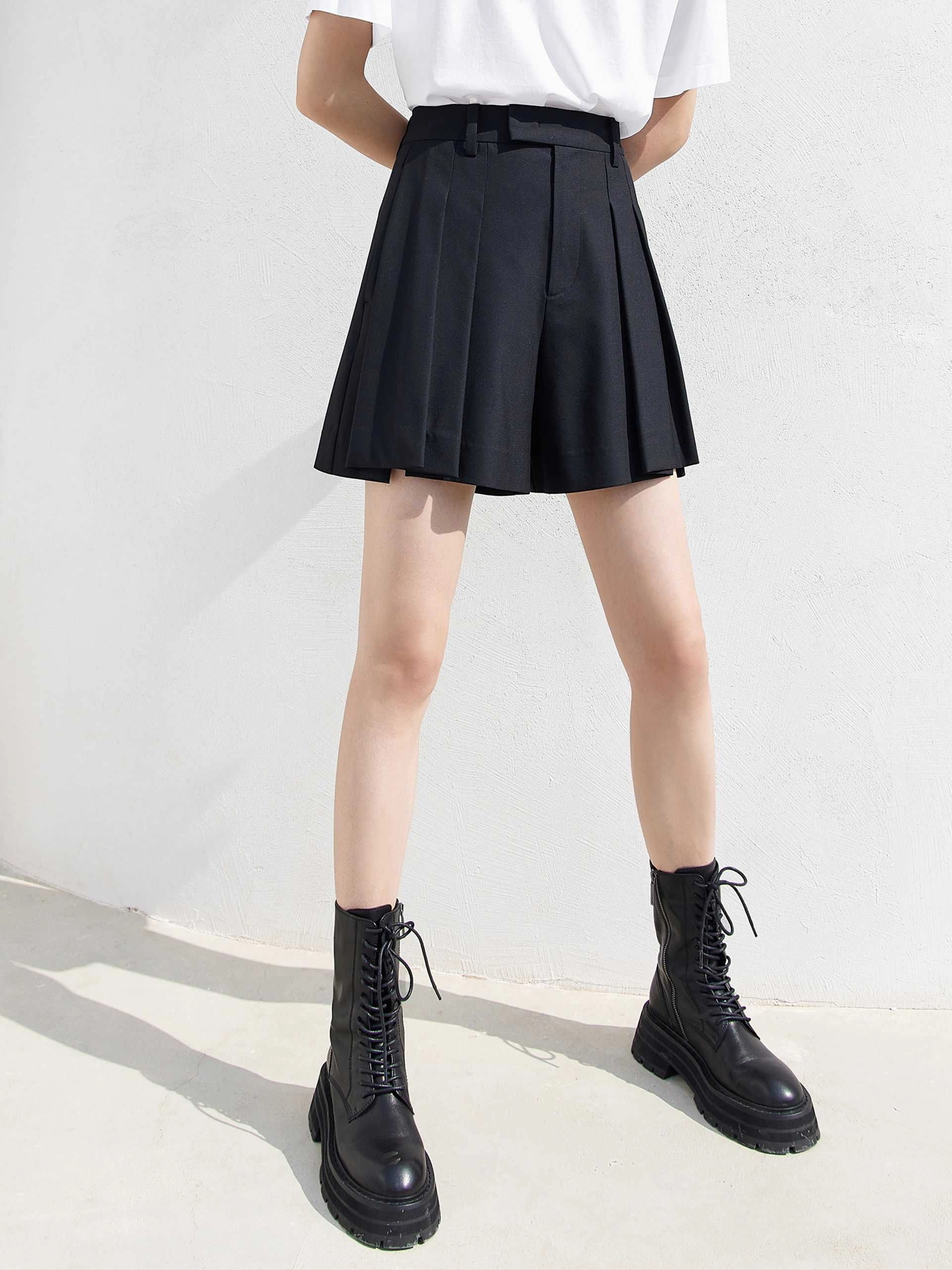 Wool-blend Pleated Culottes Socks Bright Colors