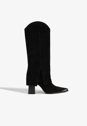 Thermal Core Functional Minimalist Sleek Outline Raffaela Up Cloak Suede Boot