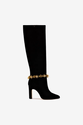 All Weather Rough Terrain Larroud?? x Libertine Boot In Black Suede Leather and Golden Balls