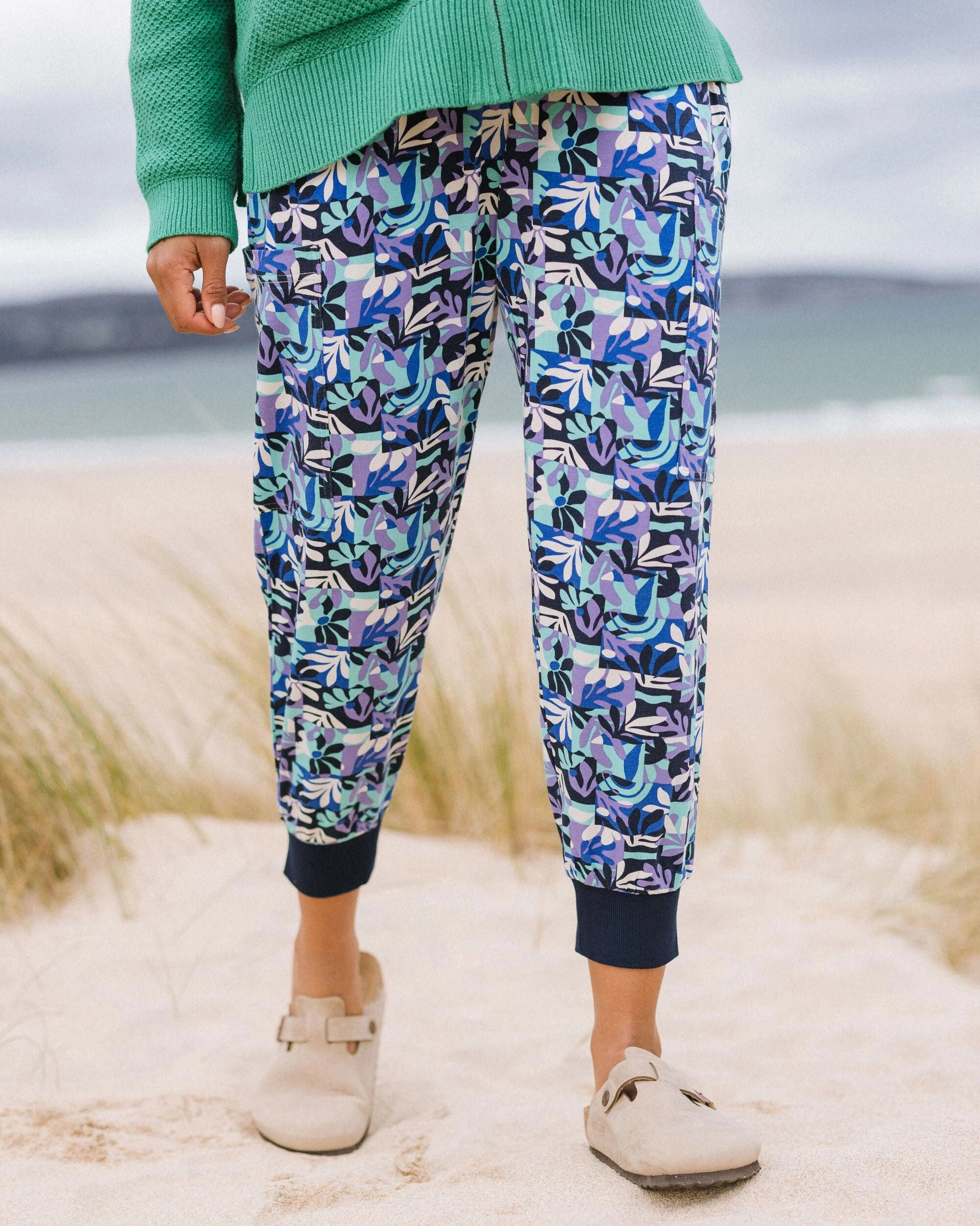 Day Dream Recycled Trouser - Mountain Foliage Purple Flattering Fit