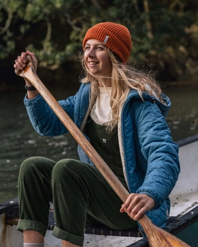 Earthy Recycled Sherpa Lined Insulated Jacket - Washed Blue WaterRepellentFabric On Duty Layer