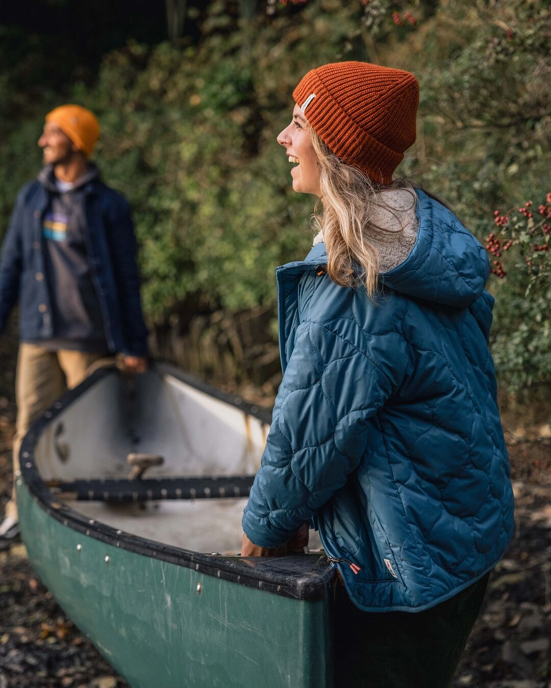 Autumn Vibe Convertible Collar Earthy Recycled Sherpa Lined Insulated Jacket - Washed Blue