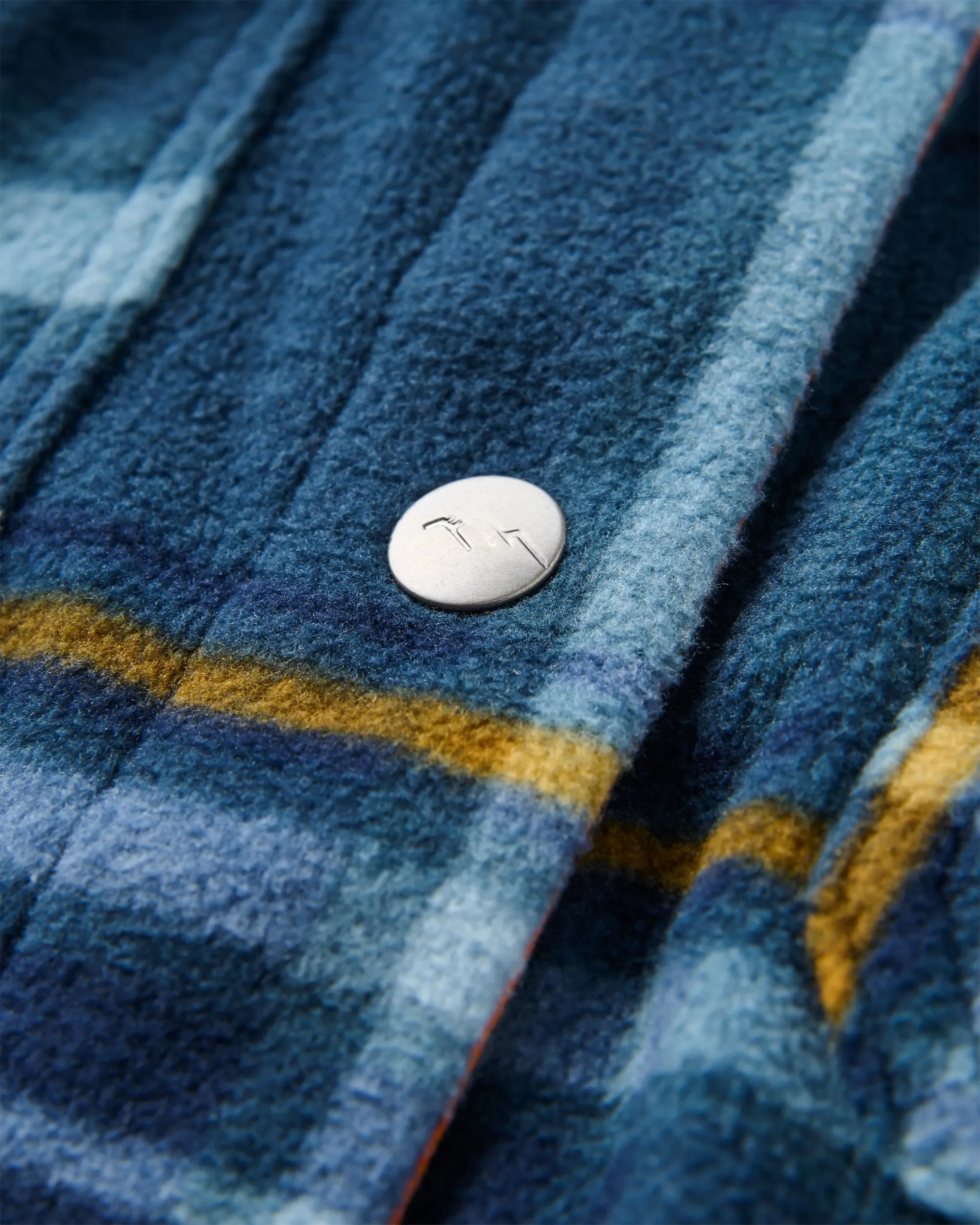 East Recycled Polar Fleece Shirt - Rich Navy/Faded Denim Check Seasonal Trend Cruise Collection
