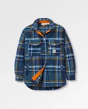 Trendsetting Bold Prints East Recycled Polar Fleece Shirt - Rich Navy/Faded Denim Check