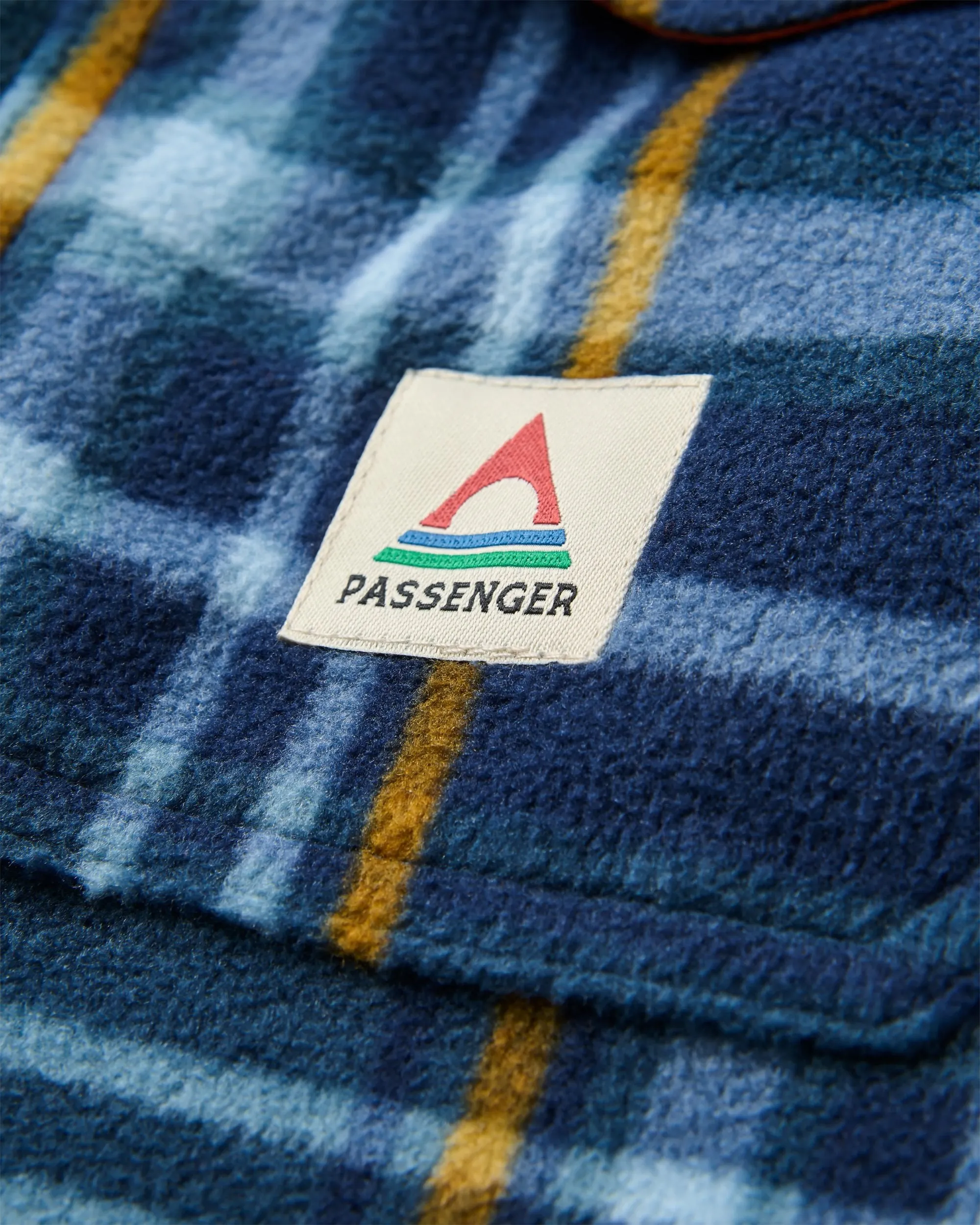 East Recycled Polar Fleece Shirt - Rich Navy/Faded Denim Check All Day Comfort Tech