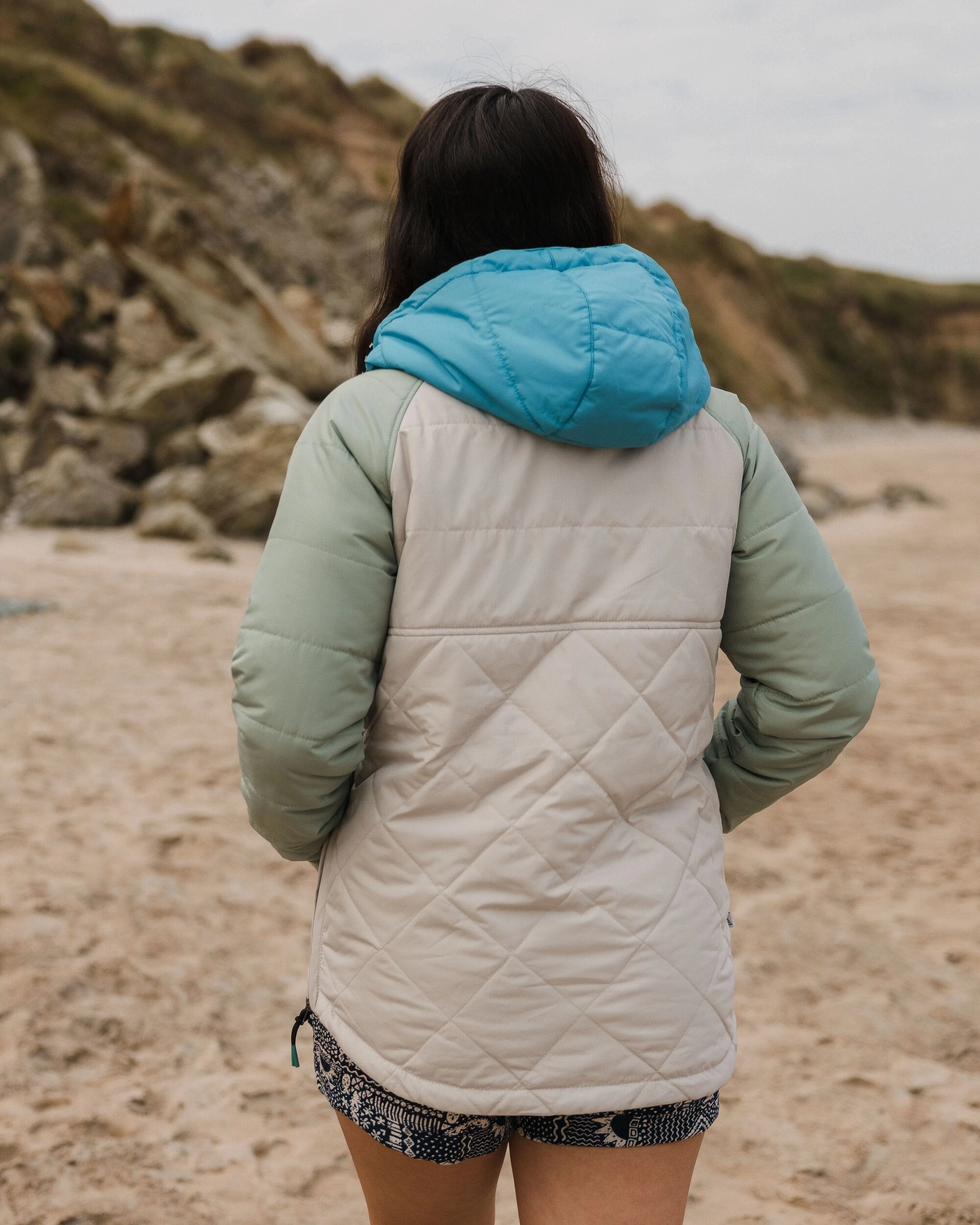 Crisp Clean Fit Stretch Cloth Ocean Recycled Insulated 1/2 Zip Jacket - Pebble Grey