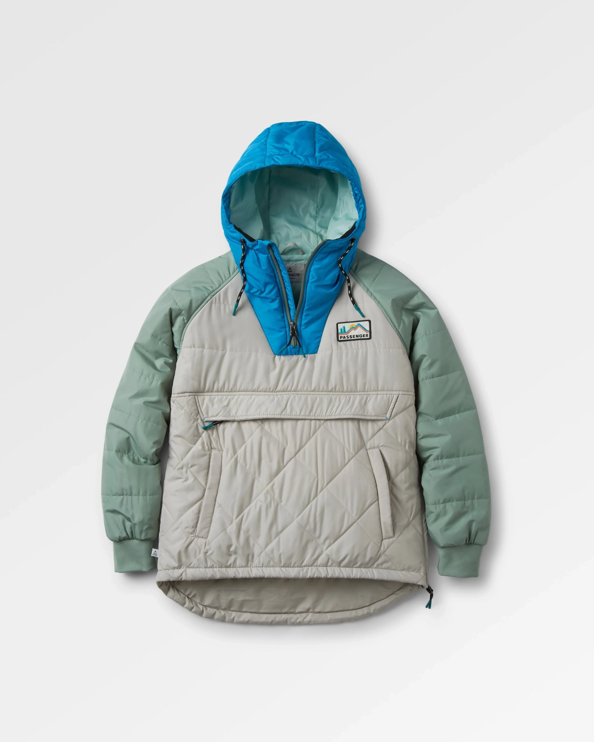 Flexible Shoulder Gussets Ocean Recycled Insulated 1/2 Zip Jacket - Pebble Grey