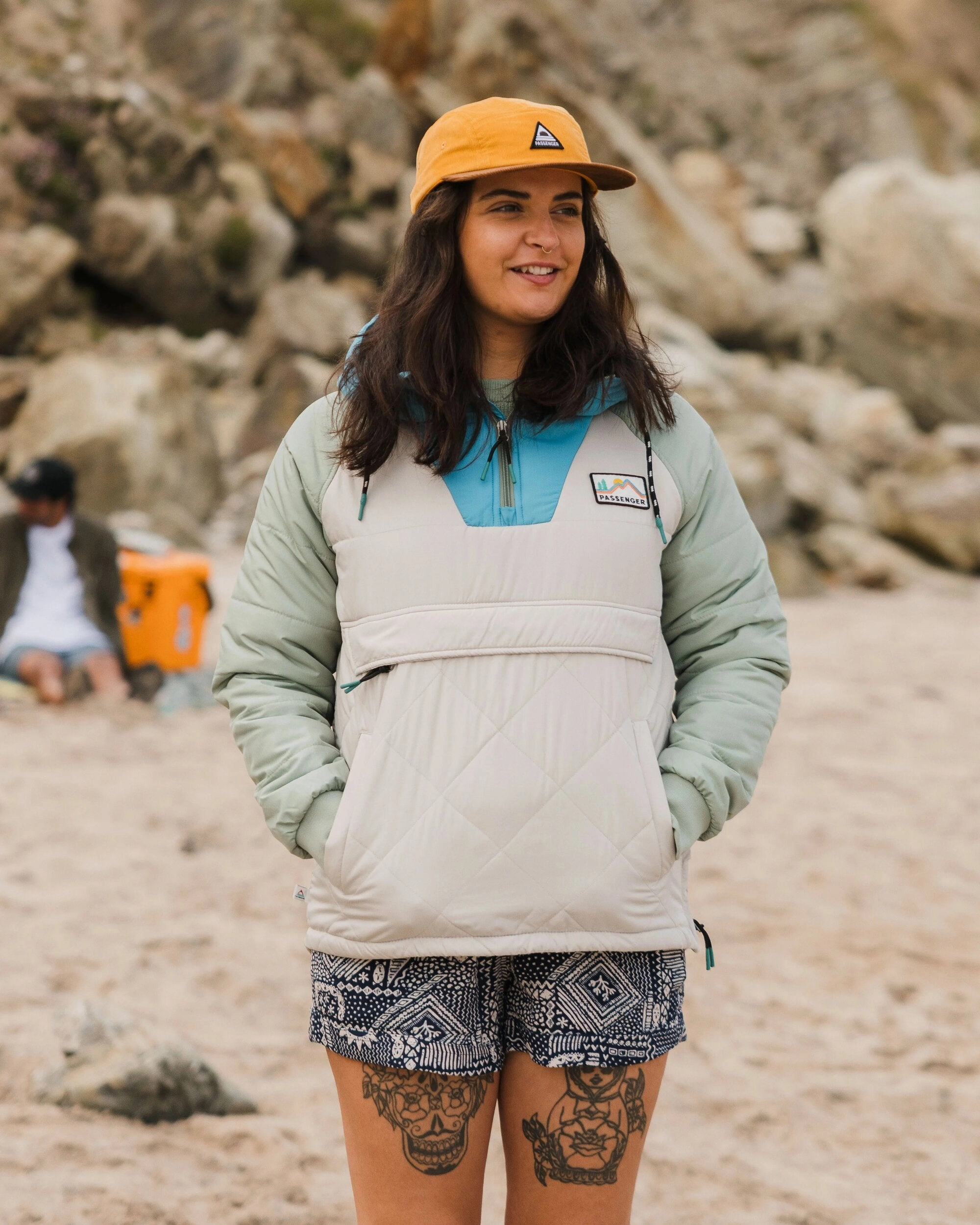 Durable Water Repellent Ocean Recycled Insulated 1/2 Zip Jacket - Pebble Grey