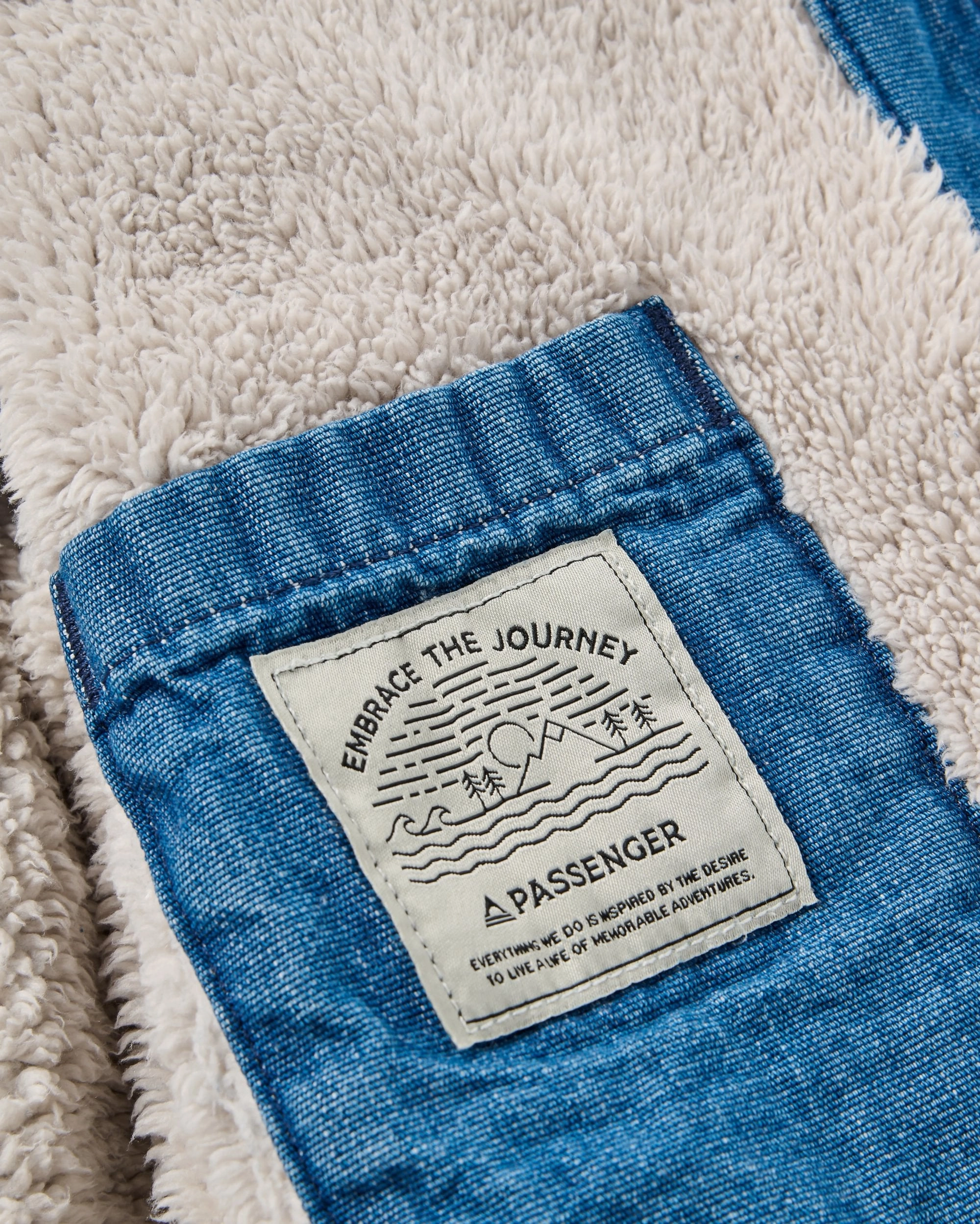 Lucia Denim Sherpa Lined Bomber Jacket - Denim Blue Breezy Layer Option Hypoallergenic Fiber Filling