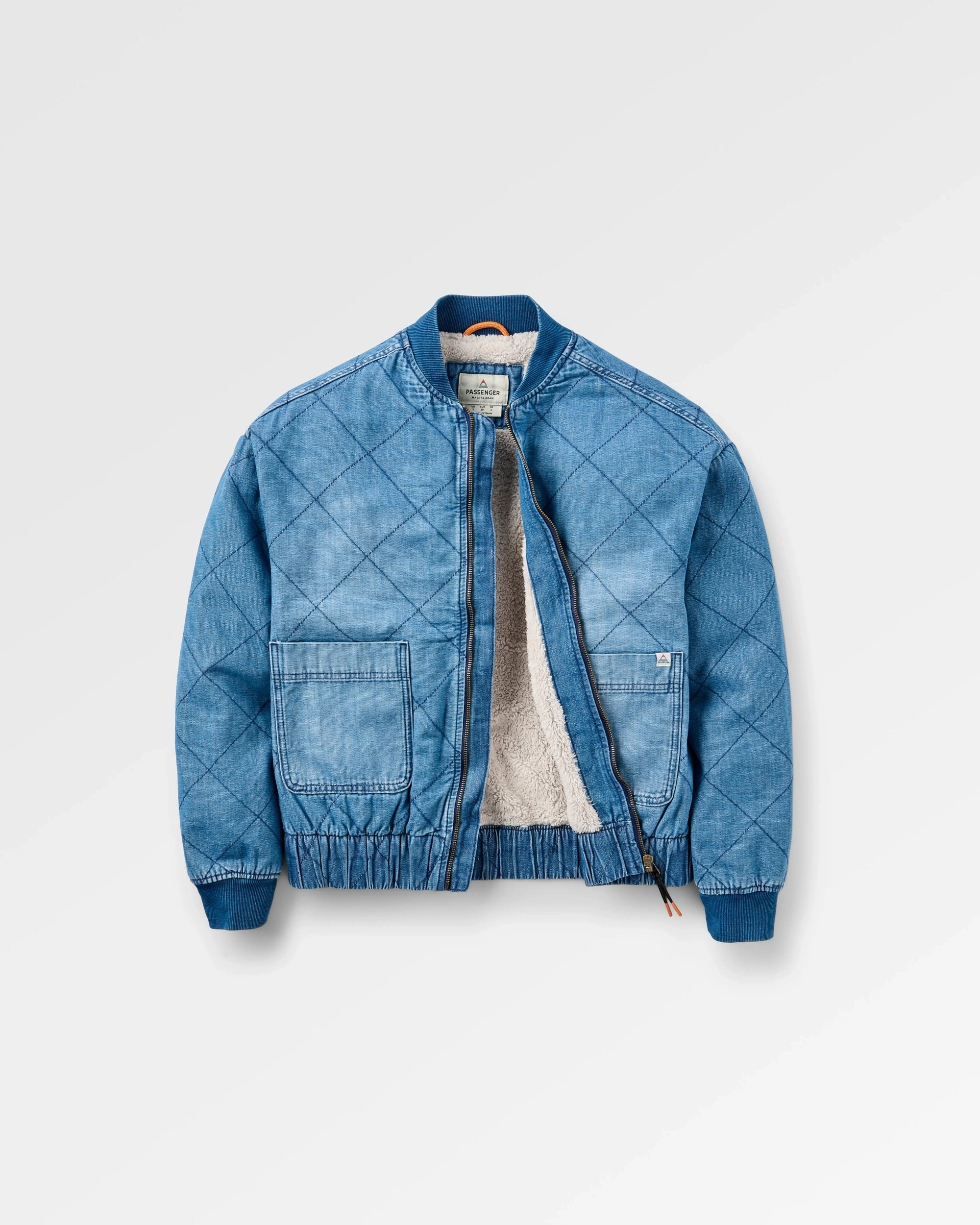 All Season Lucia Denim Sherpa Lined Bomber Jacket - Denim Blue