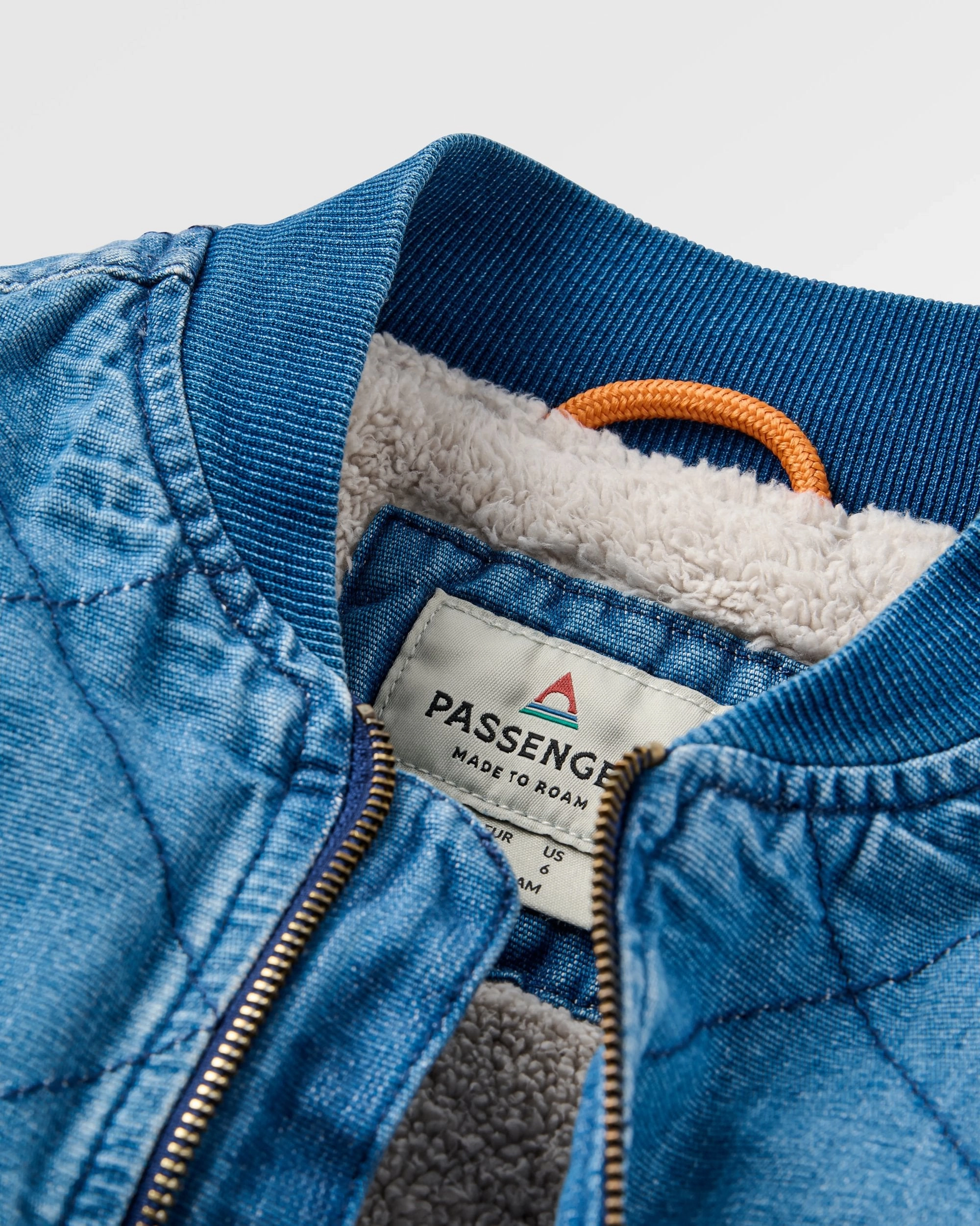 Lucia Denim Sherpa Lined Bomber Jacket - Denim Blue Comfy Street Piece