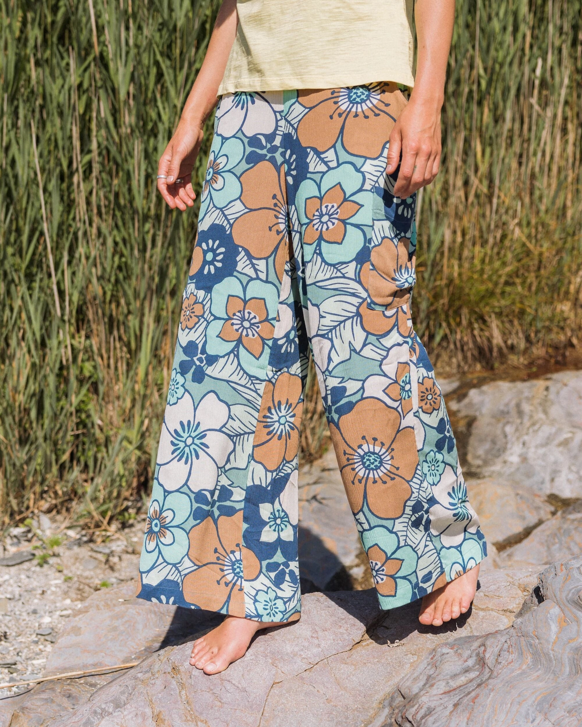 Someday Woven Trouser - Vintage Floral Aqua Chill Style