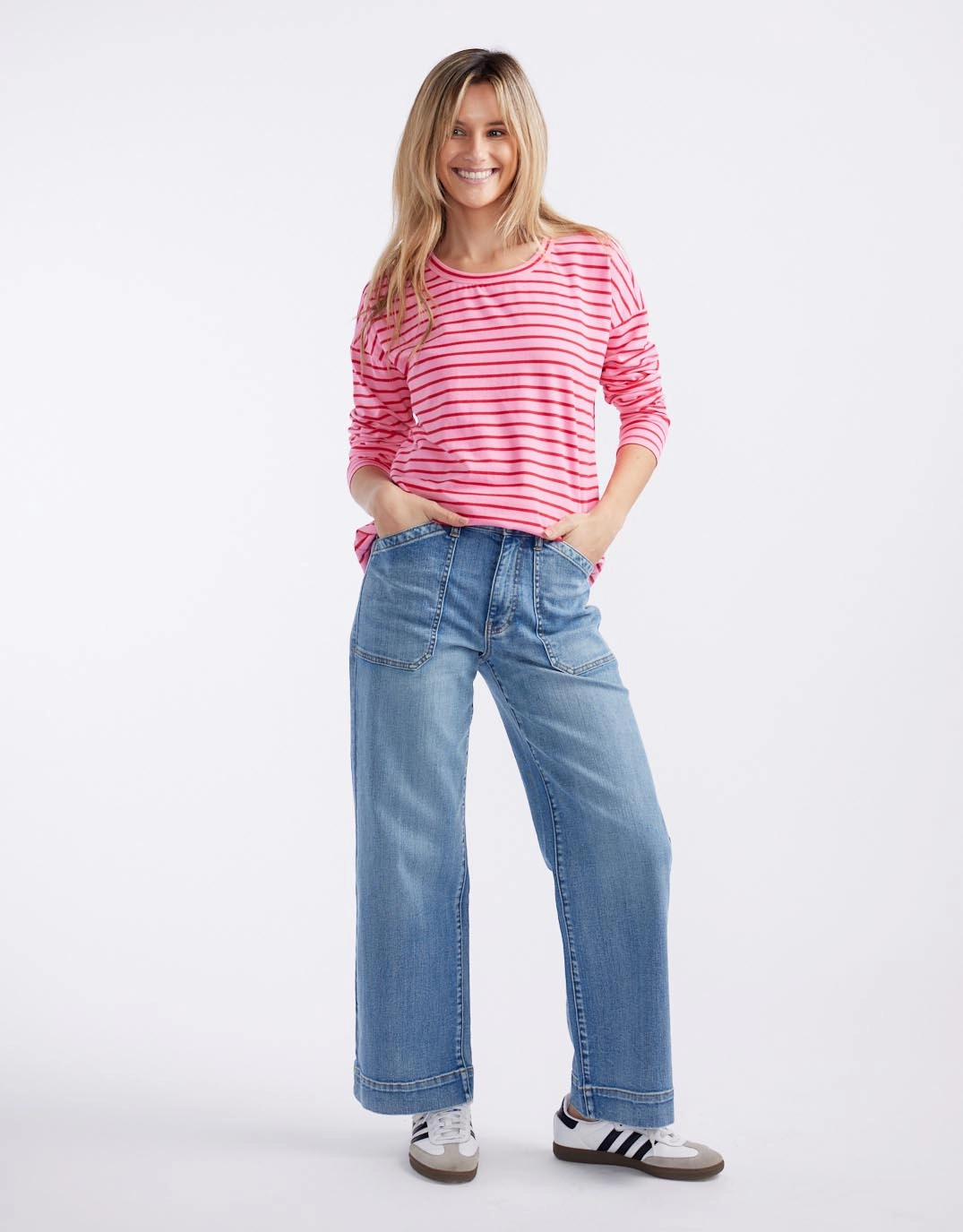 OekoTexCertified Relaxed Long Sleeve T-Shirt - Pink/Red