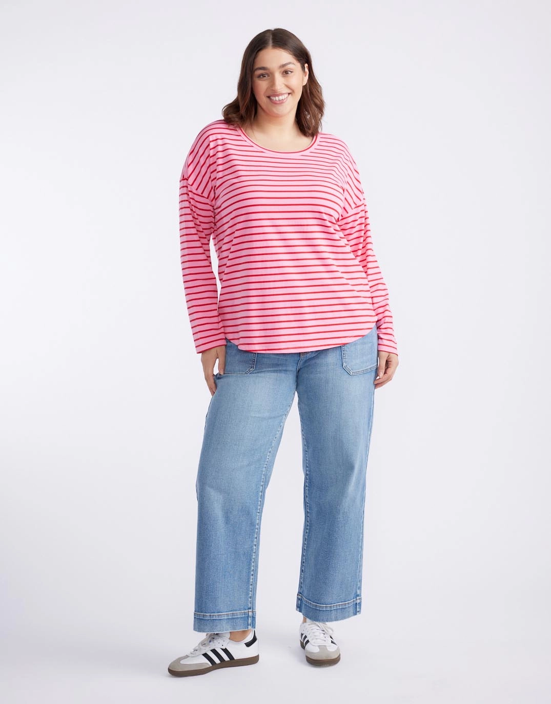 Relaxed Long Sleeve T-Shirt - Pink/Red MinimalistDesign
