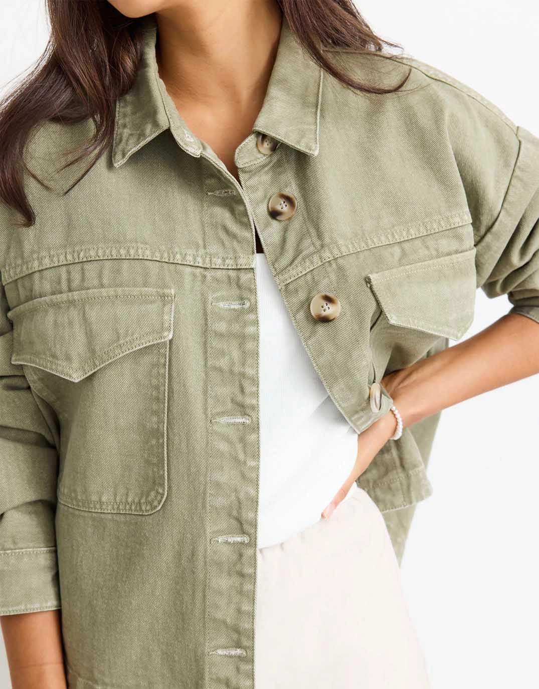 Modular Layering System Echo Patch Pocket Denim Jacket - Khaki