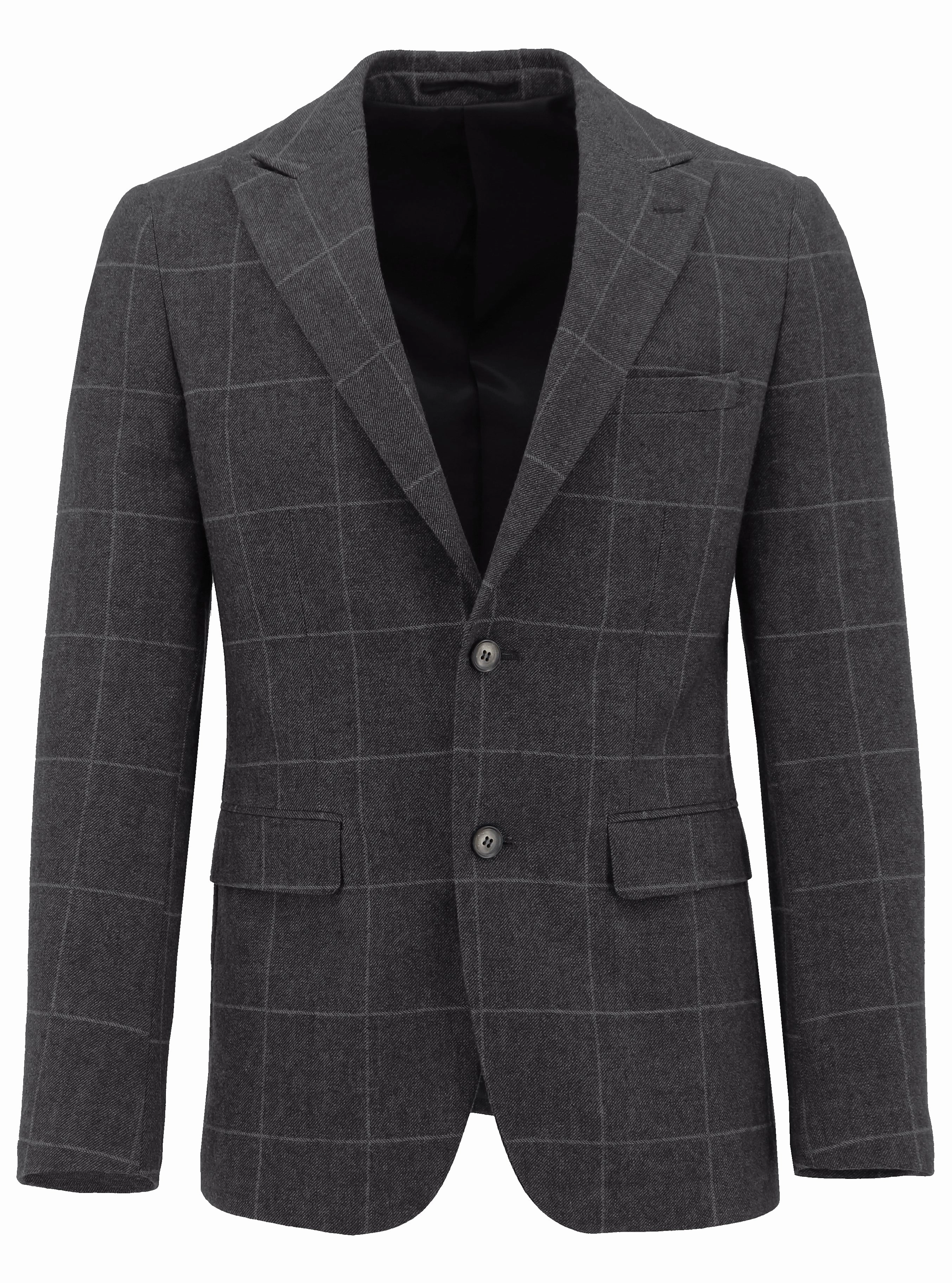 Articulated Elbows Easy Movement Cut Amalfi Charcoal Checked Sports Jacket