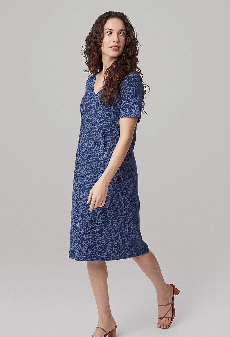 Vibrant Tone Smooth Layers Samira Dress - Blue Mix   515181RS