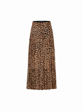 Delicate Texture Leopard Print Pleated Skirt