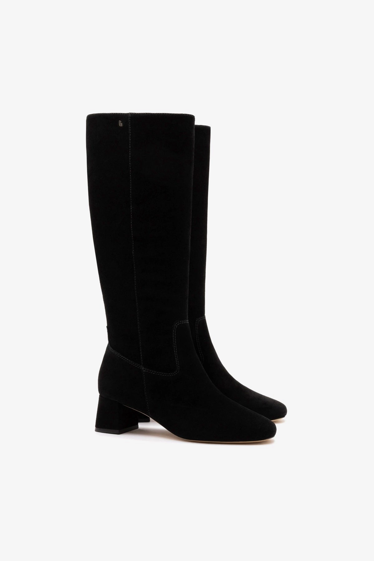 Supportive sole Velvet Texture Edie Boot In Black Suede