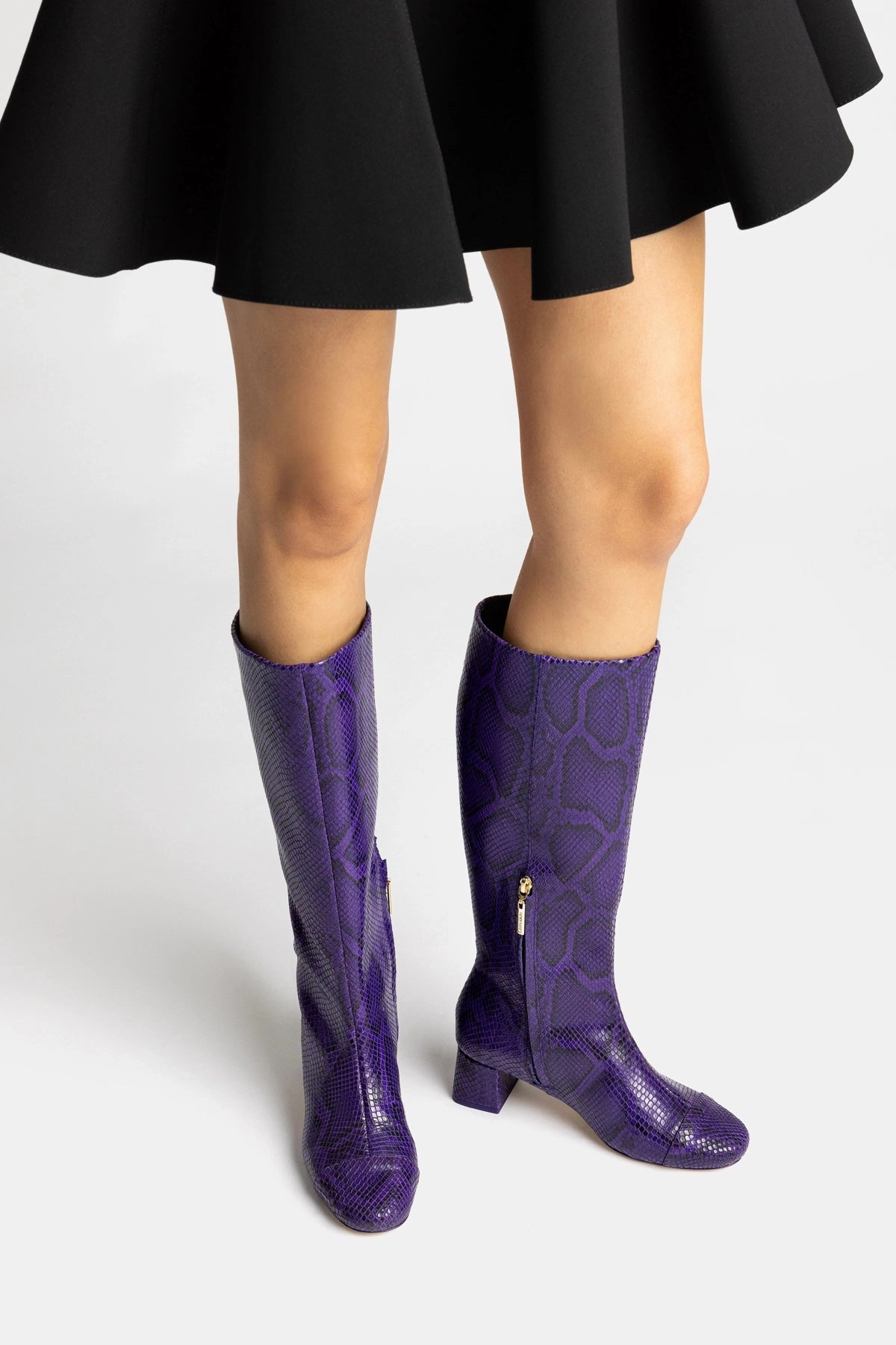 Edie Boot In Eggplant Python Embossed Leather Gym workout Slip Resistant Stylish Explorer